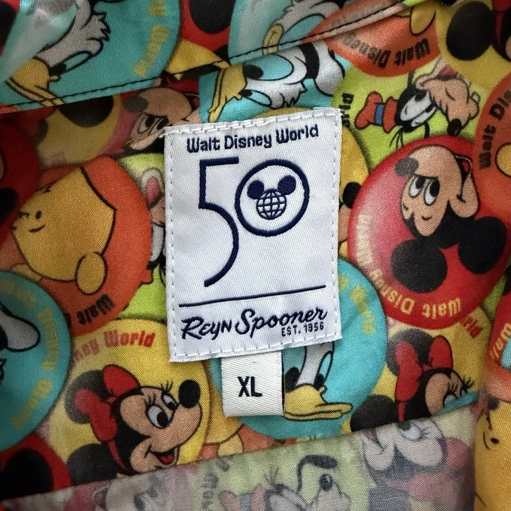 Walt Disney World 50th Anniversary‎ Mens Button Shirt Reyn Spooner XL Retro